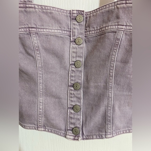 NWT Levi’s Drea Corset Denim Jean Buttoned Purple Tank Crop Top Size Small - Picture 7 of 15